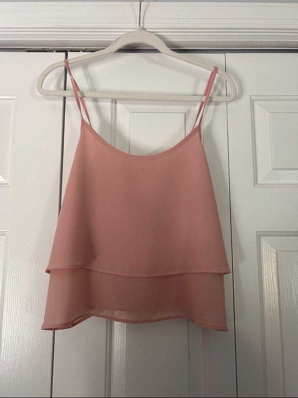 Sophie Charlotte Blush Pink Layered Spaghetti Strap Tank Top